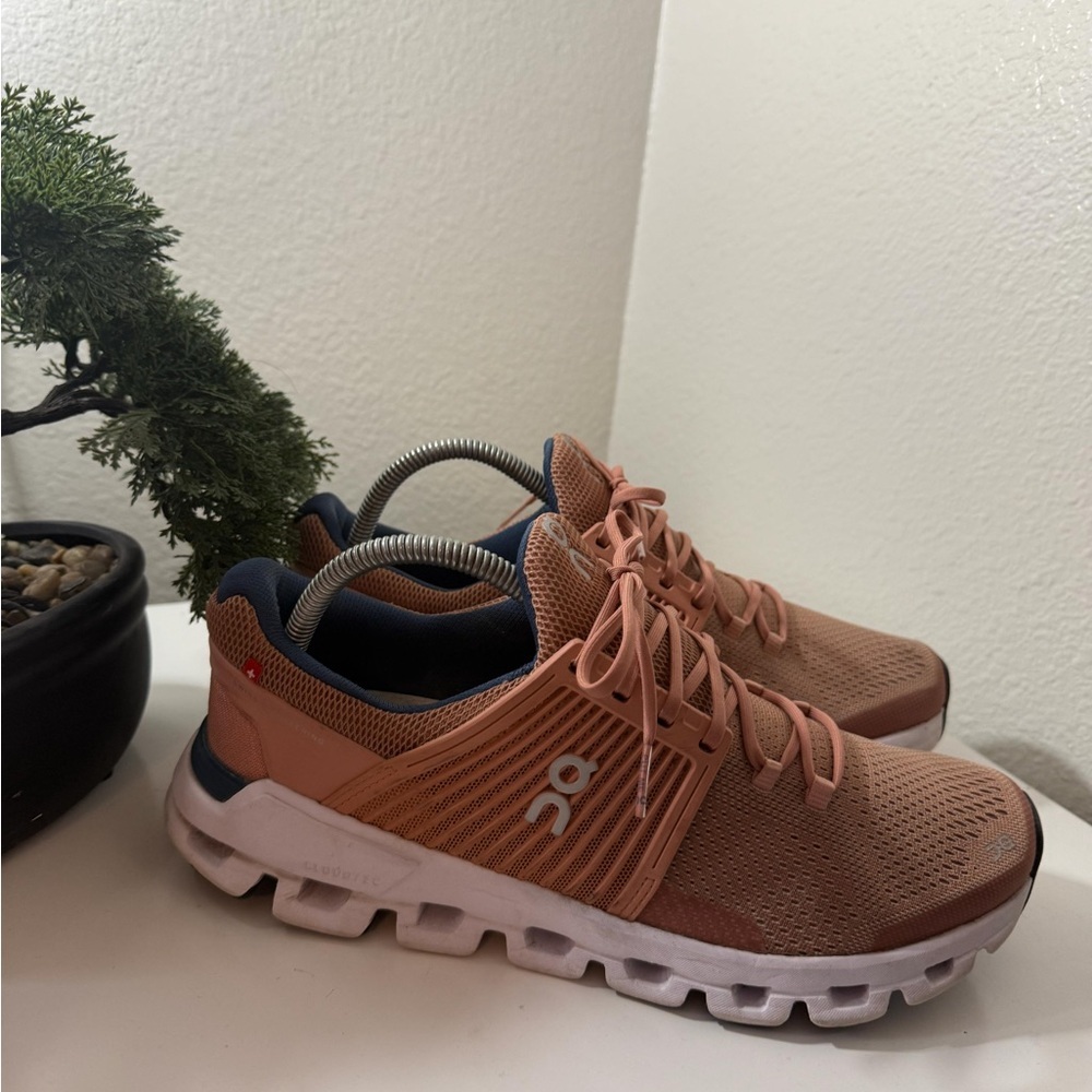 On Running Men's Athletic Shoes in Coral and White